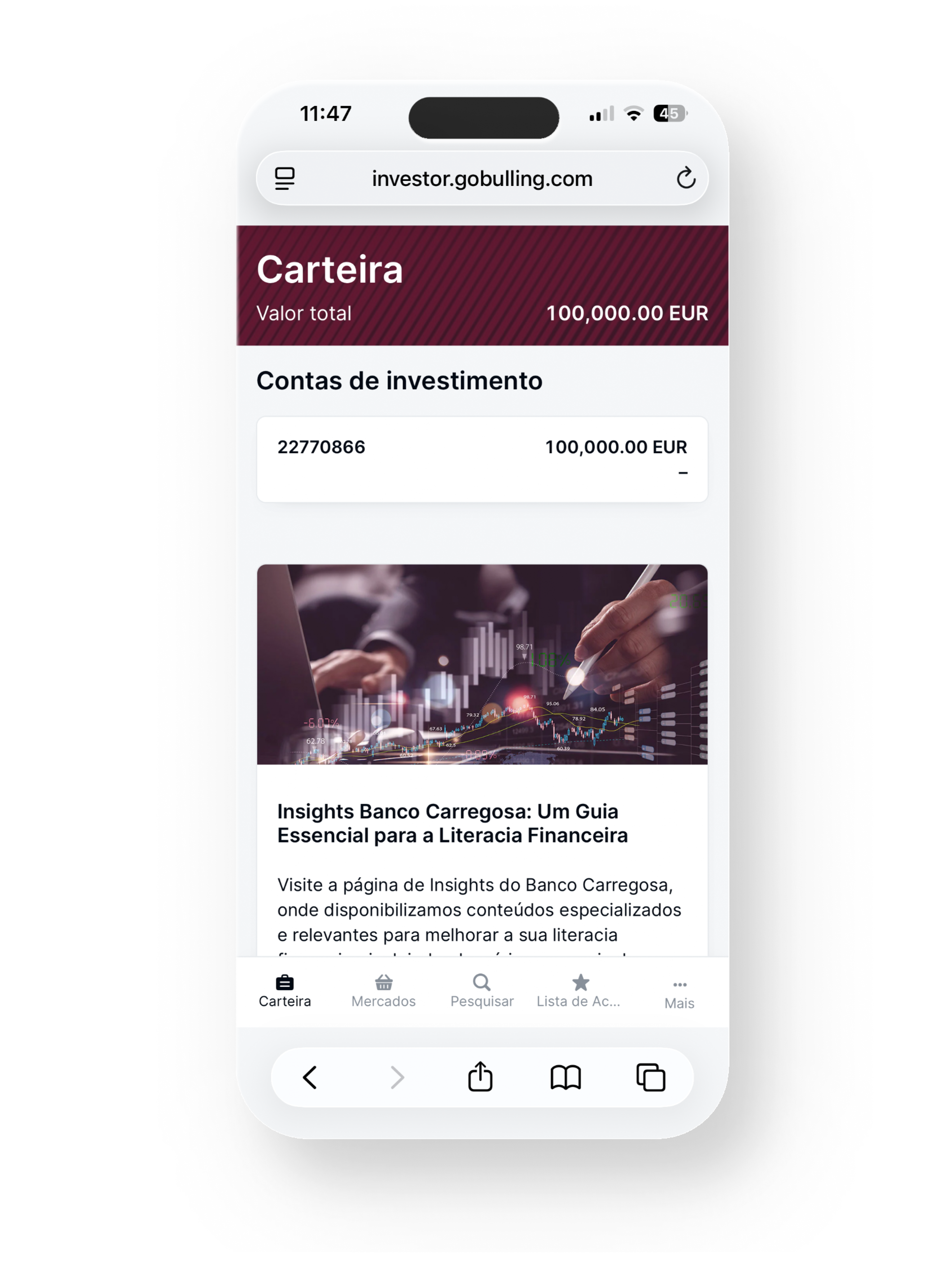 go bulling investor screen on iphone