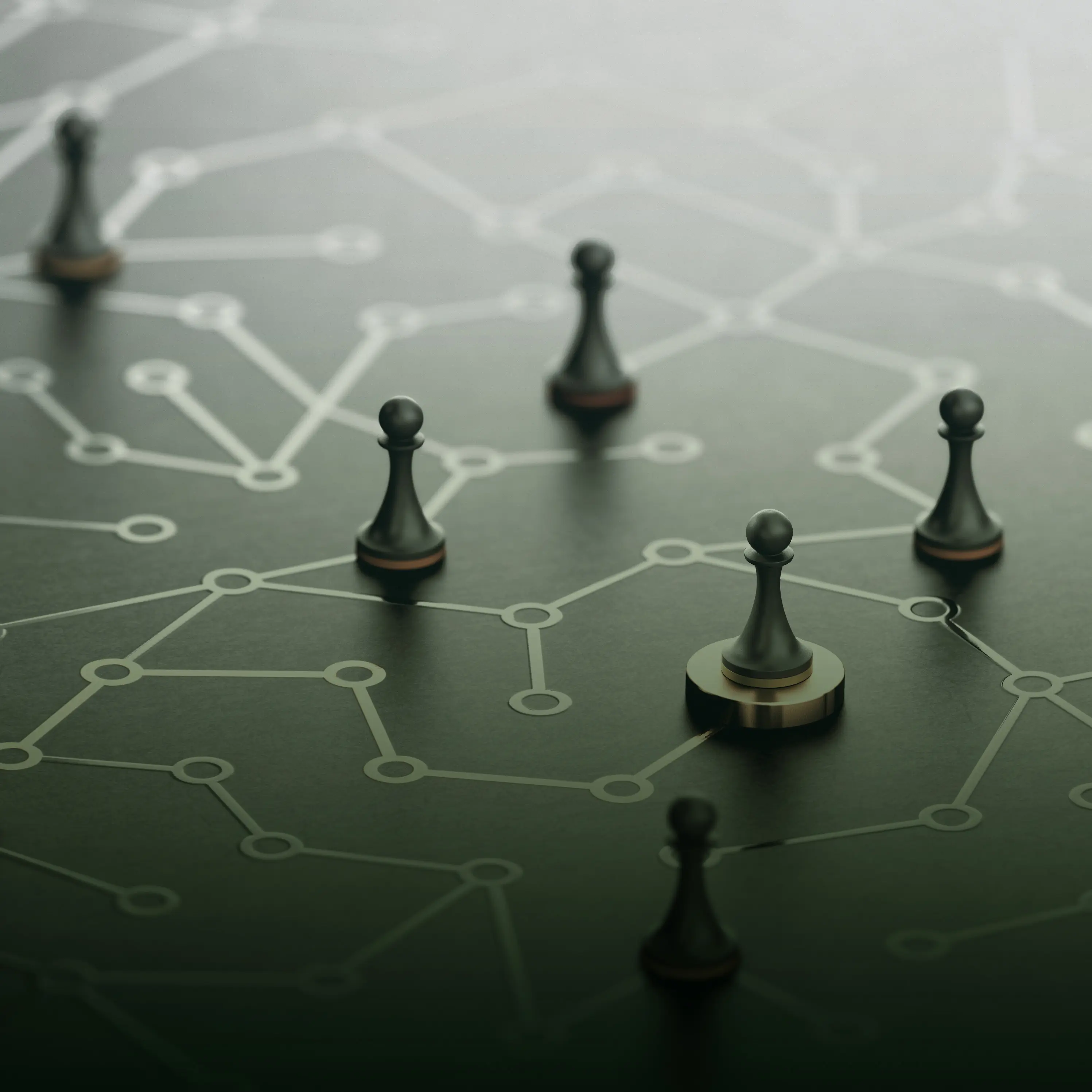 Map of a network with marked points, symbolizing the importance of good management of accumulated assets, accompanied by experts